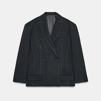 Kvinders Blazer Sæt med Polstret Skulder 8