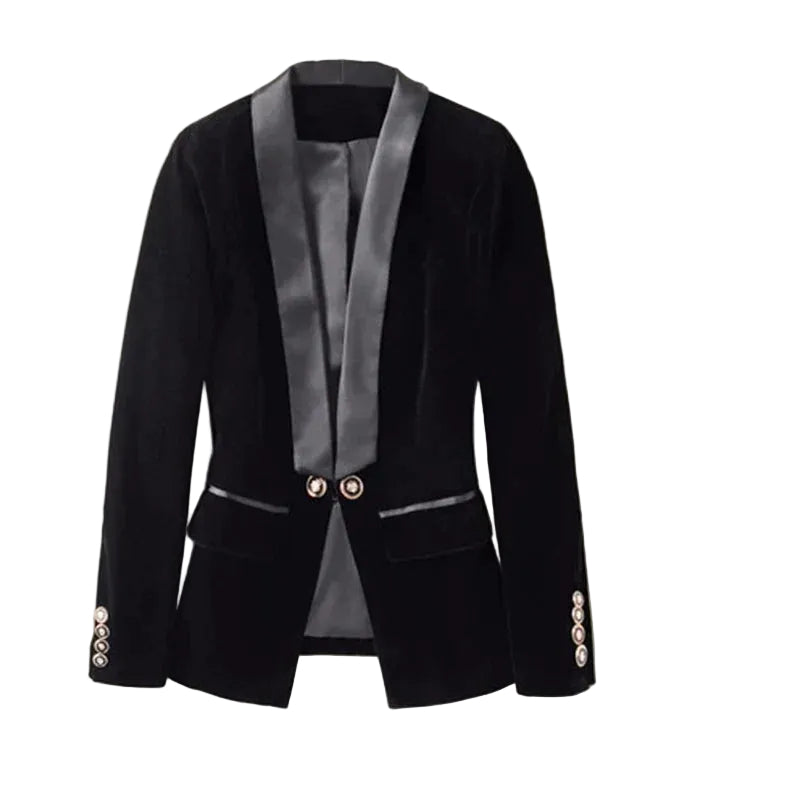 Kvinders Blazer med Satin Revers 0