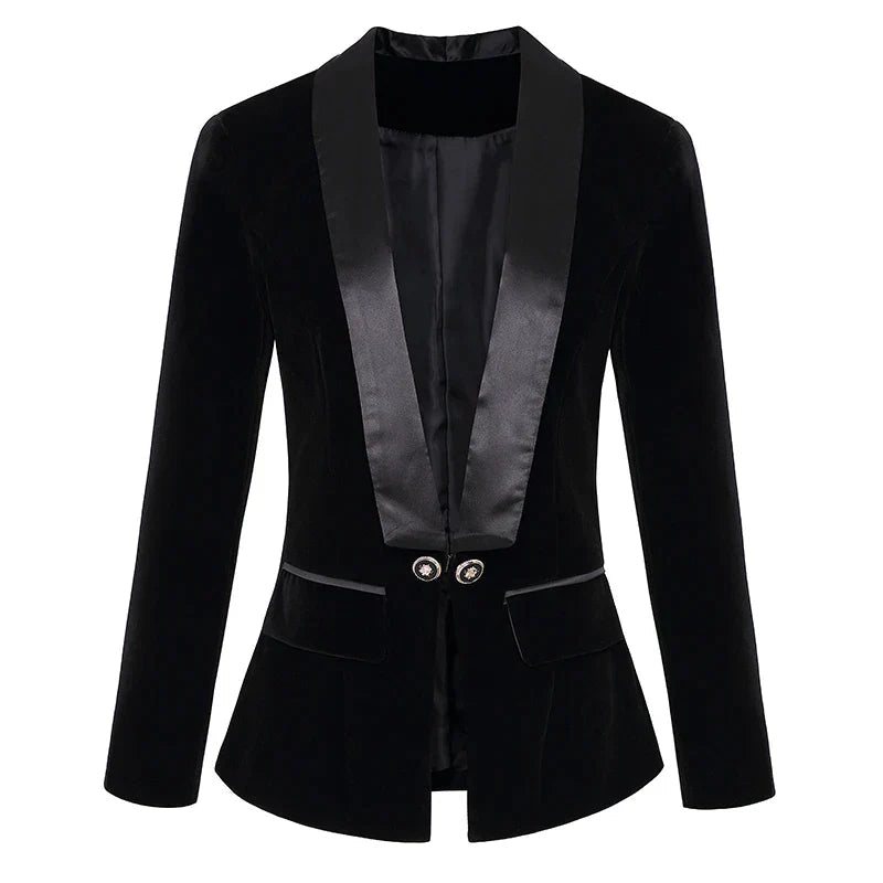 Kvinders Blazer med Satin Revers 7