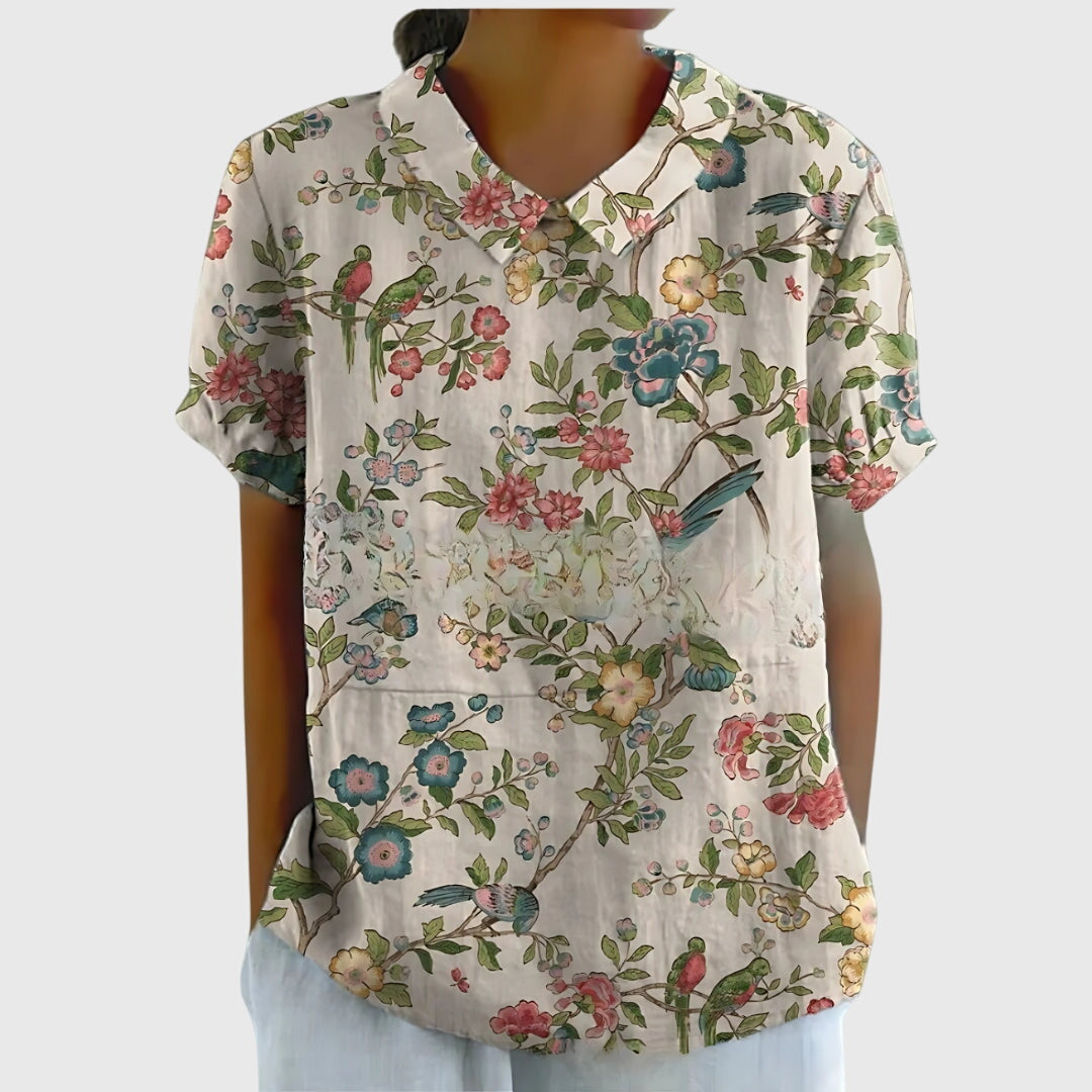 Kvinders Blomster Bluse Afslappet Stil 6