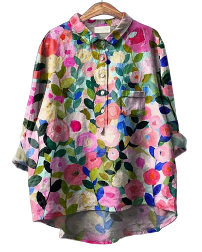 Kvinders Blomster Bluse Med Stilfuldt Design 0