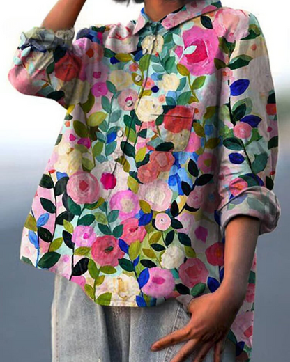 Kvinders Blomster Bluse Med Stilfuldt Design 1