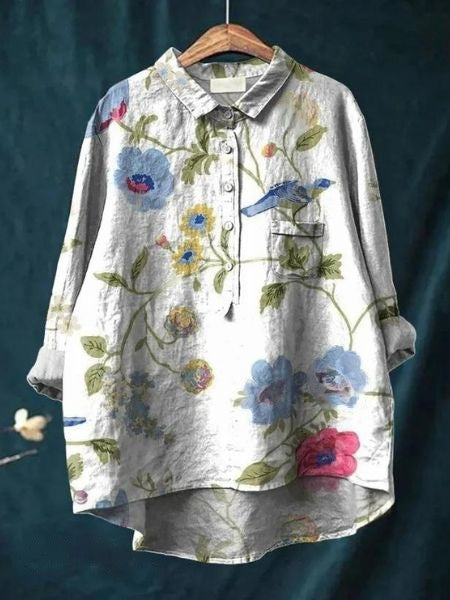 Kvinders Blomster Bluse Med Stilfuldt Design 12
