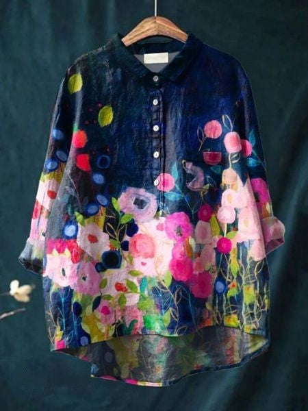 Kvinders Blomster Bluse Med Stilfuldt Design 5
