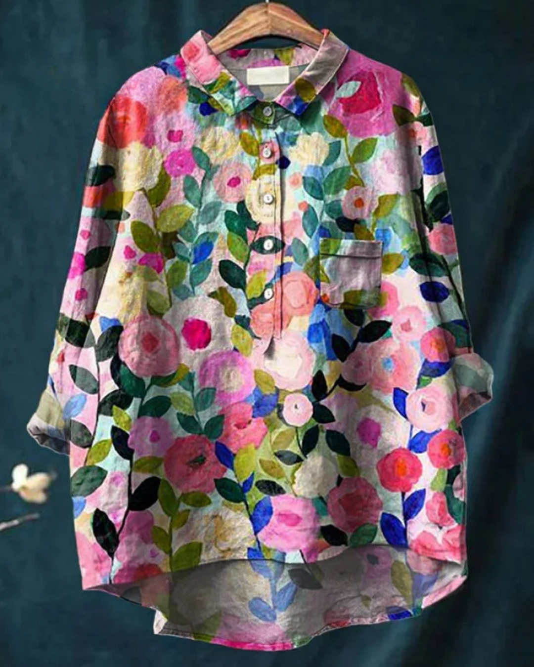 Kvinders Blomster Skjorte Button Down 10
