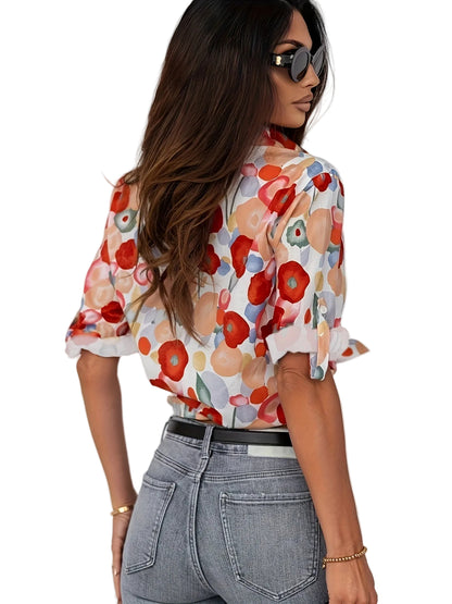 Kvinders Blomsterbluse med Lange Ærmer Casual Chic 1