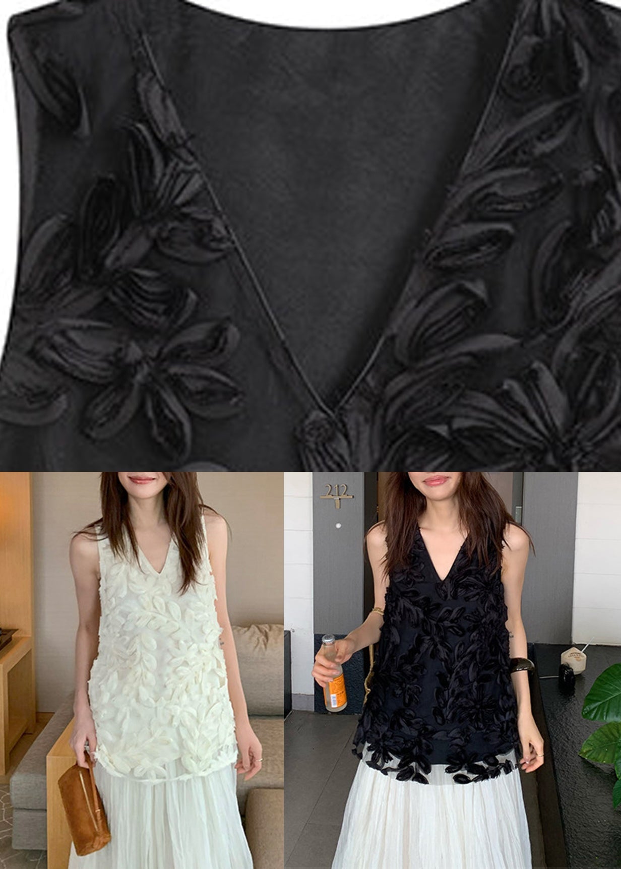 Kvinders Blomsterprint Tyl Top Løs Fit Sommerstil 4