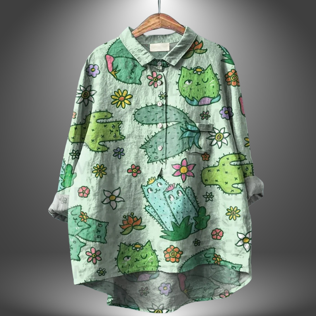 Kvinders Blomsterskjorte Artisan Stil 8