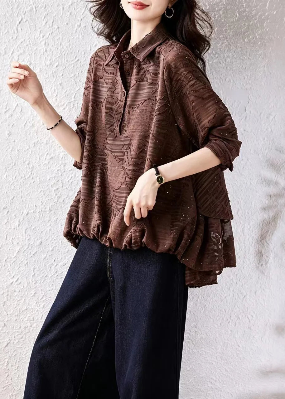 Kvinders Bluse Asymmetrisk Design med Krave 2