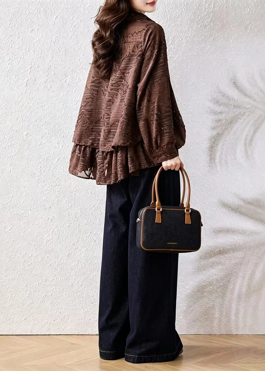 Kvinders Bluse Asymmetrisk Design med Krave 3