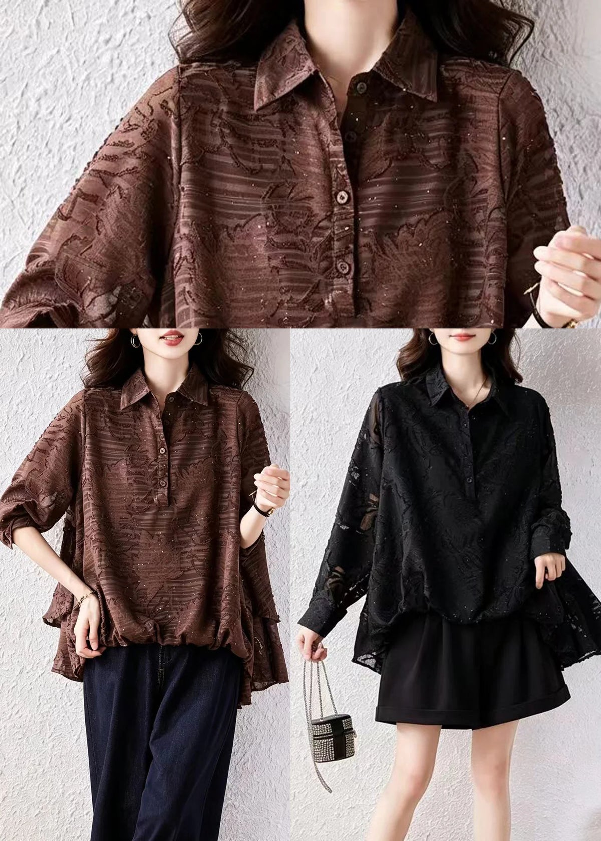 Kvinders Bluse Asymmetrisk Design med Krave 4