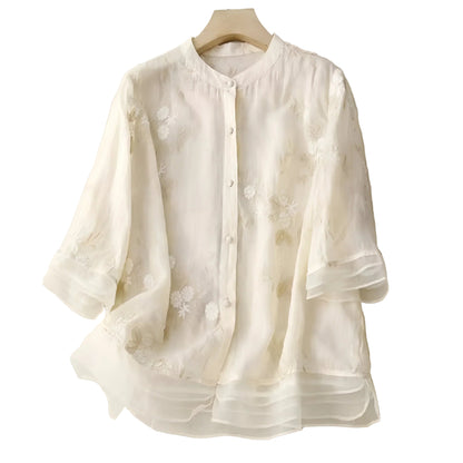 Kvinders Bluse Elegant Løs 100% Bomuld 0