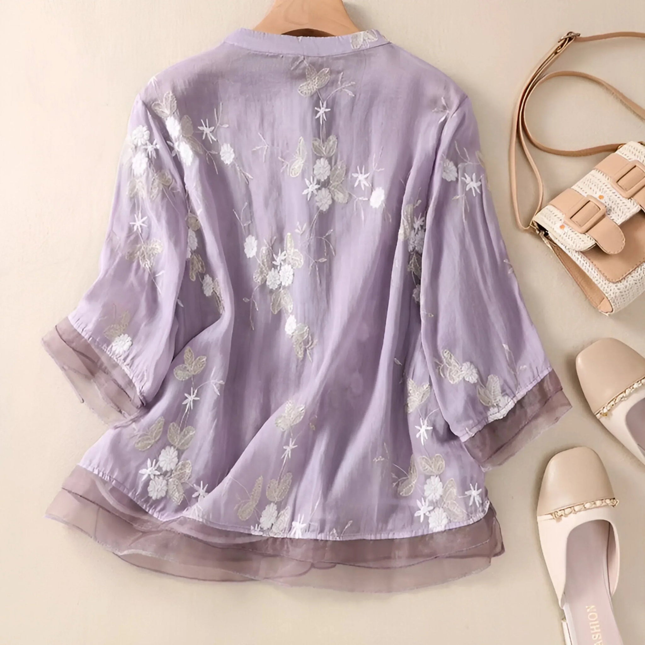 Kvinders Bluse Elegant Løs 100% Bomuld 1