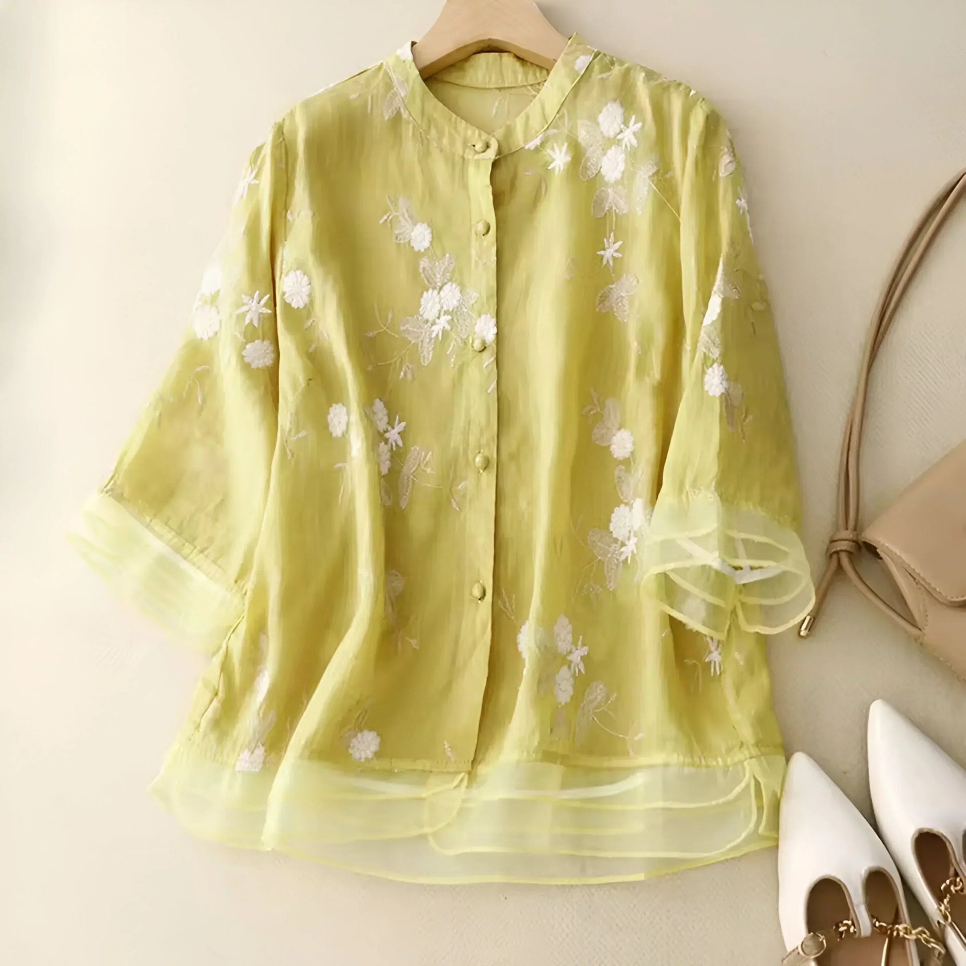 Kvinders Bluse Elegant Løs 100% Bomuld 2