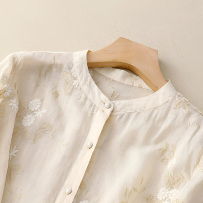 Kvinders Bluse Elegant Løs 100% Bomuld 4