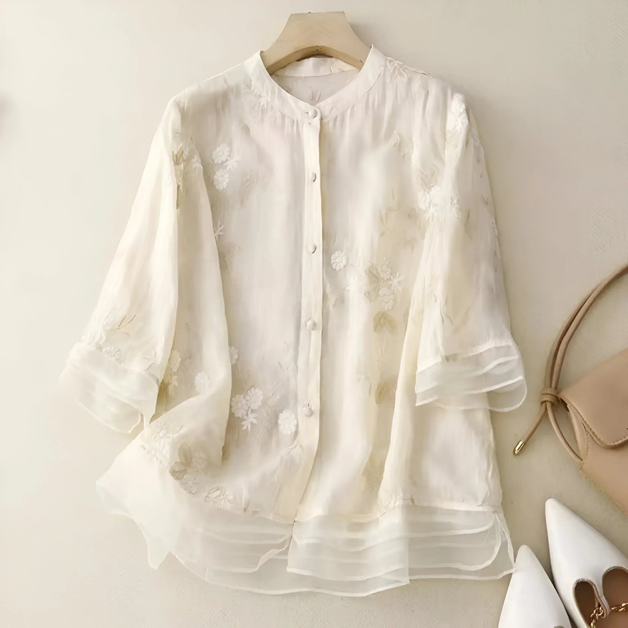 Kvinders Bluse Elegant Løs 100% Bomuld 5