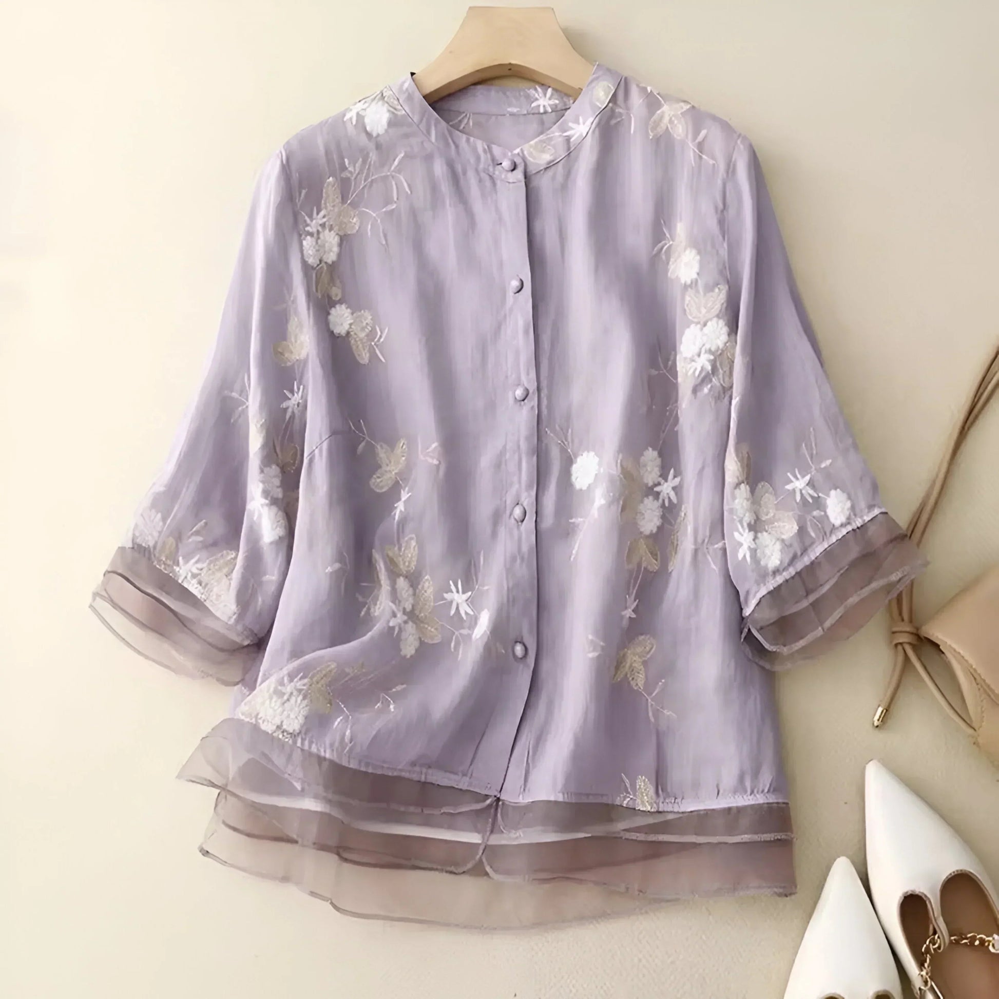 Kvinders Bluse Elegant Løs 100% Bomuld 7