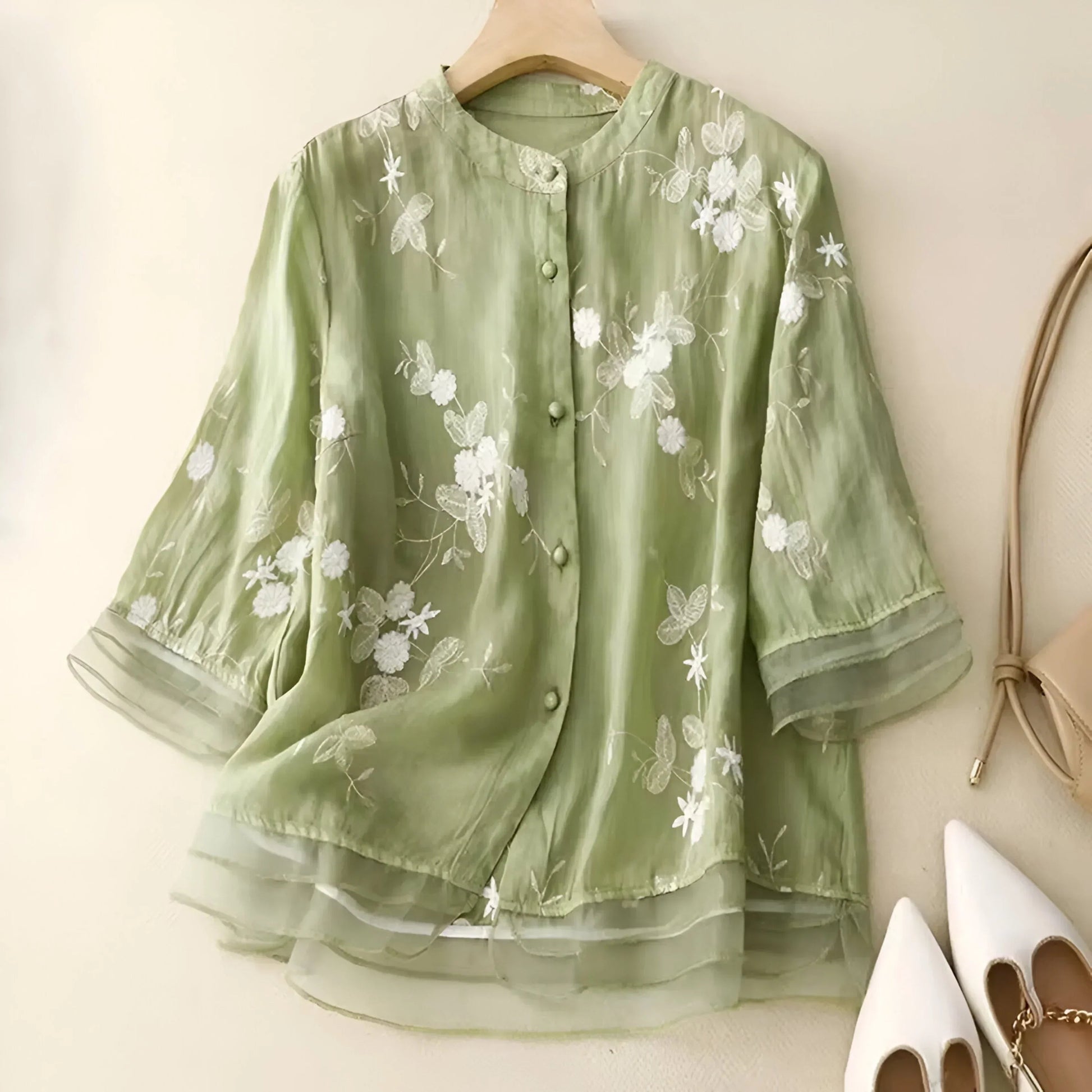 Kvinders Bluse Elegant Løs 100% Bomuld 9