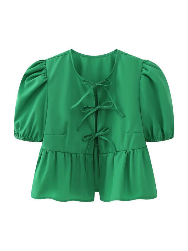 Kvinders Bluse Puff Sleeve Spaghetti Stropper Polyester 12