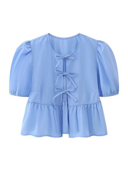 Kvinders Bluse Puff Sleeve Spaghetti Stropper Polyester 13