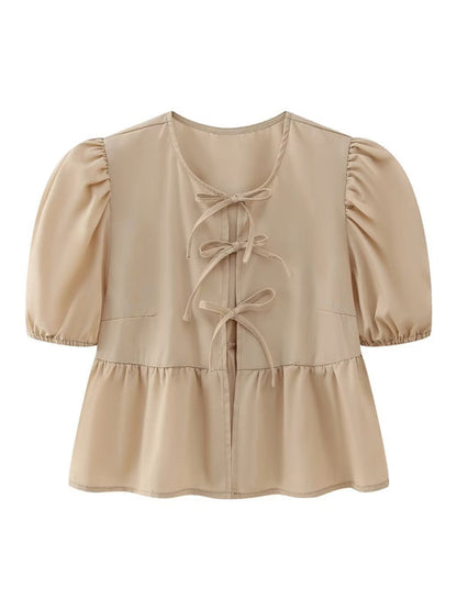 Kvinders Bluse Puff Sleeve Spaghetti Stropper Polyester 5