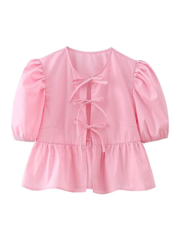 Kvinders Bluse Puff Sleeve Spaghetti Stropper Polyester 6