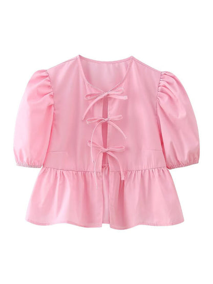 Kvinders Bluse Puff Sleeve Spaghetti Stropper Polyester 6