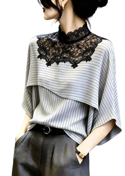 Kvinders Bluse Stribet Patchwork Design 0