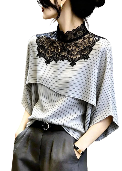 Kvinders Bluse Stribet Patchwork Design 0