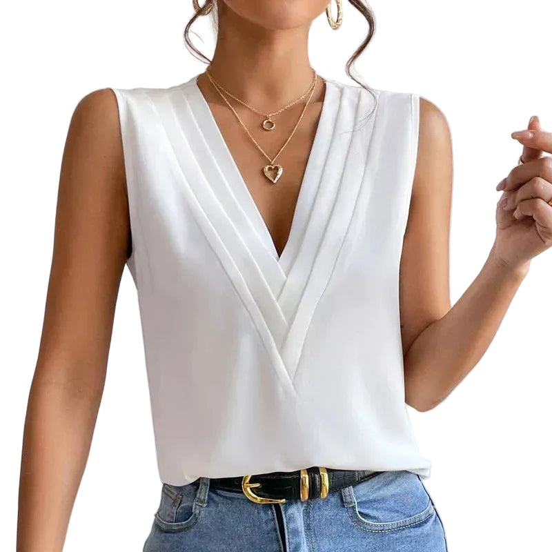 Kvinders Bluse Uden Ærmer Elegant Design 0