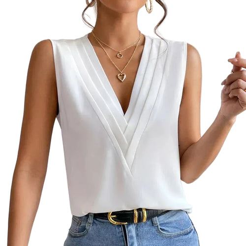 Kvinders Bluse Uden Ærmer Elegant Design 0
