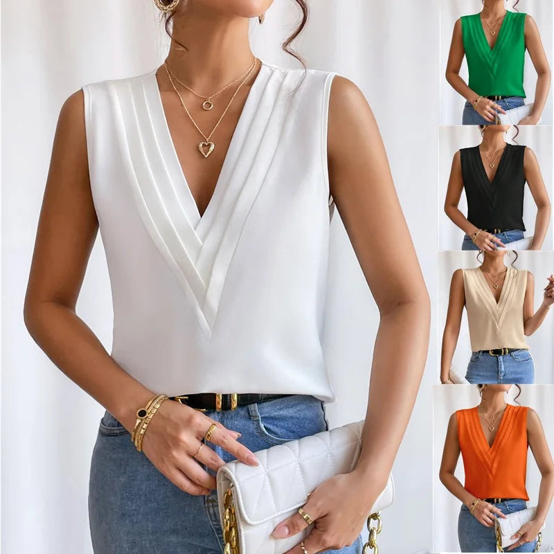 Kvinders Bluse Uden Ærmer Elegant Design 1