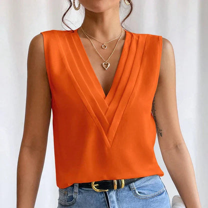 Kvinders Bluse Uden Ærmer Elegant Design 7