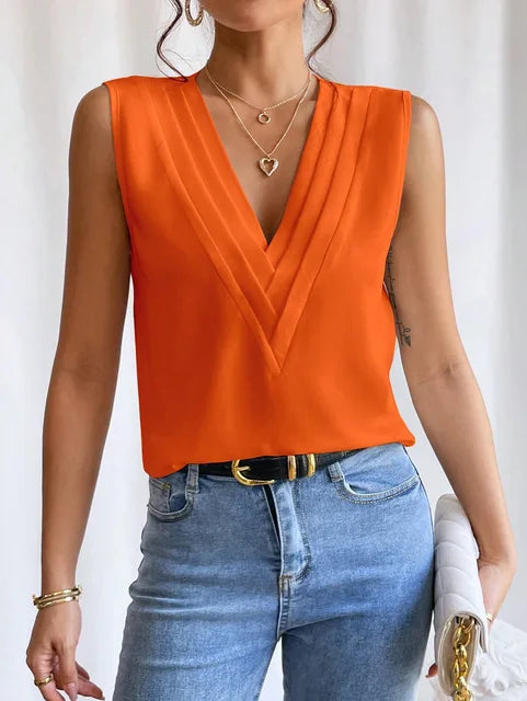 Kvinders Bluse Uden Ærmer Elegant Design 8