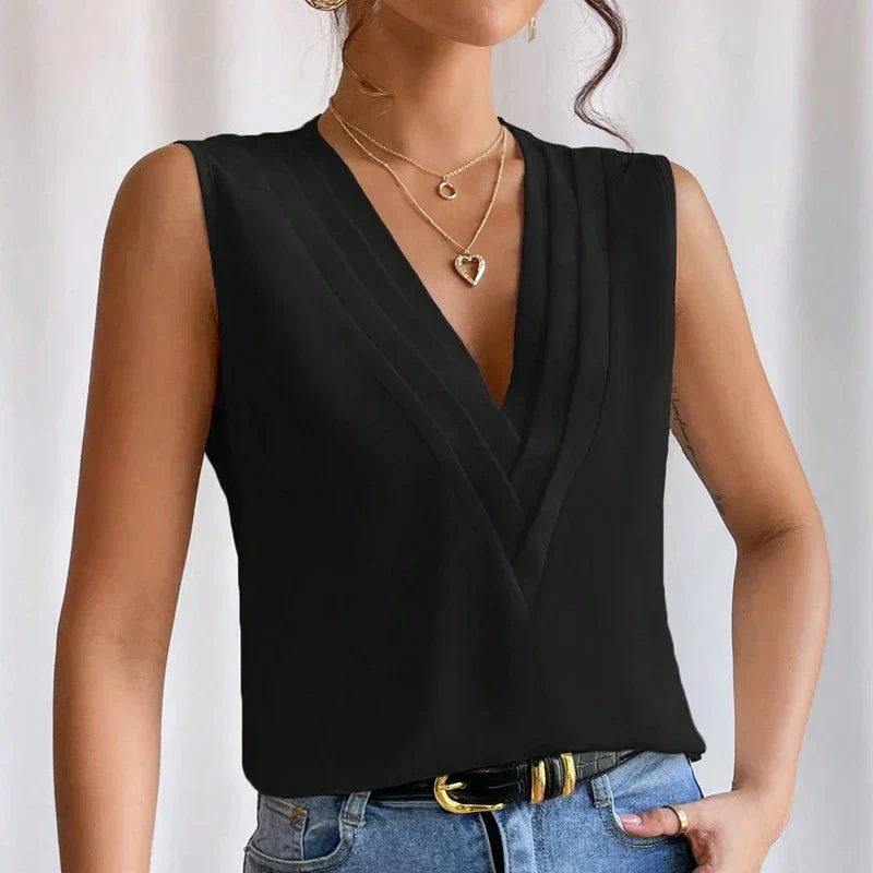 Kvinders Bluse Uden Ærmer Elegant Design 9