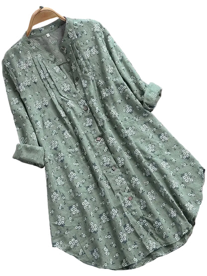 Kvinders Bluse V-udskæring med Blomsterprint 0