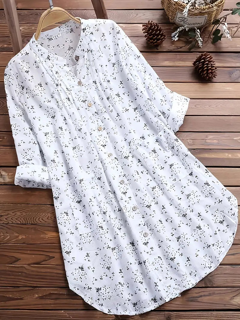 Kvinders Bluse V-udskæring med Blomsterprint 1