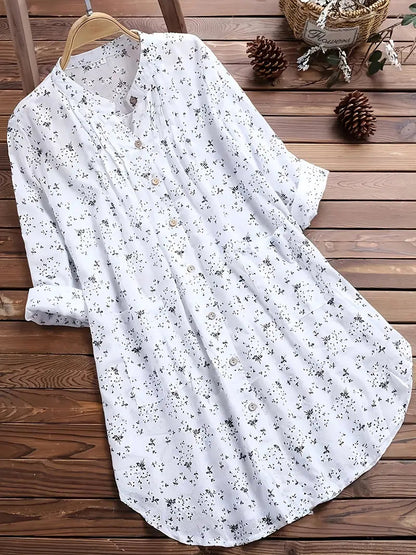 Kvinders Bluse V-udskæring med Blomsterprint 1