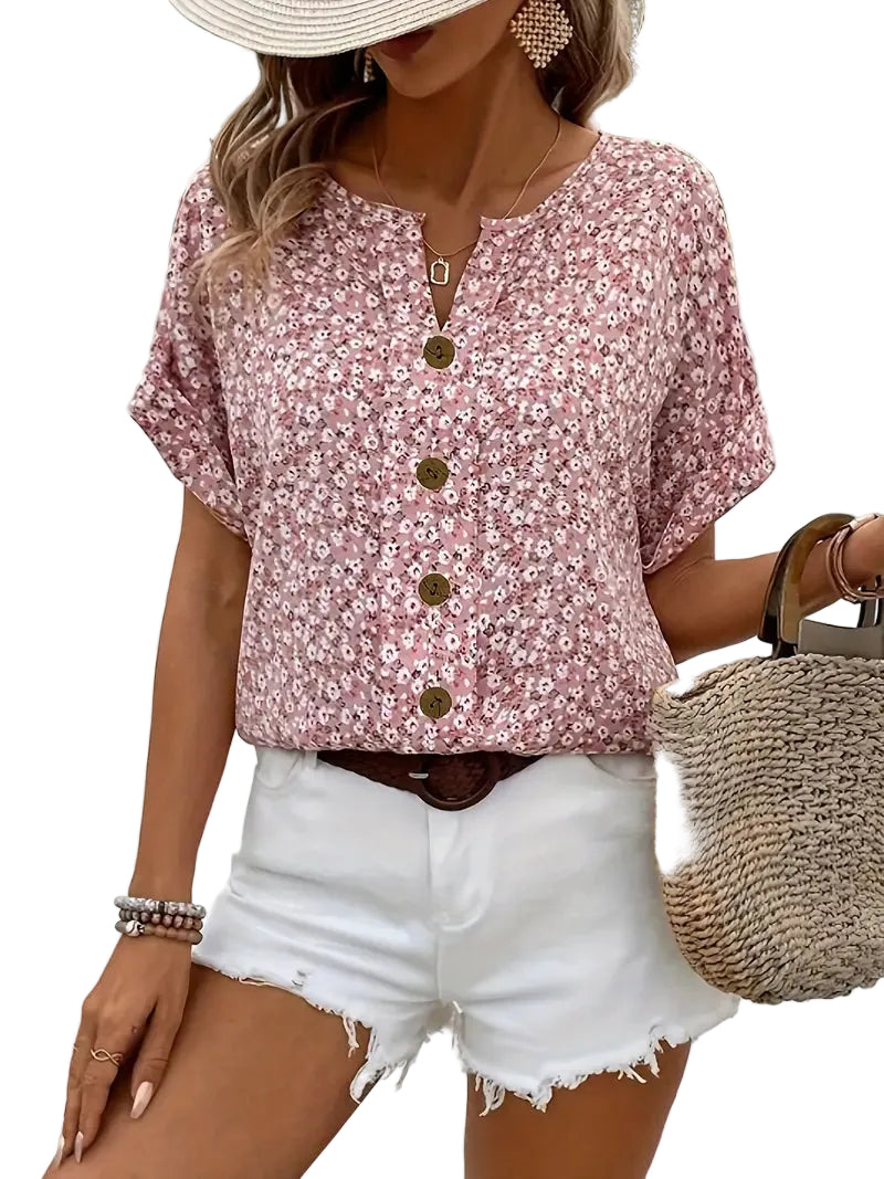 Kvinders Bluse med Blomsterprint Løs Pasform 0