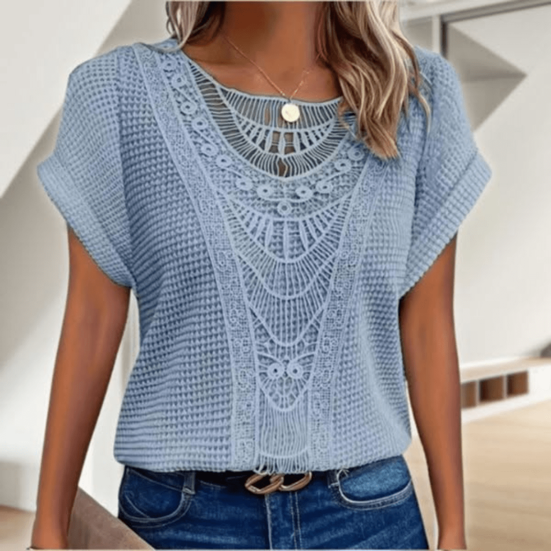 Kvinders Bluse med Blonde Detaljer 7