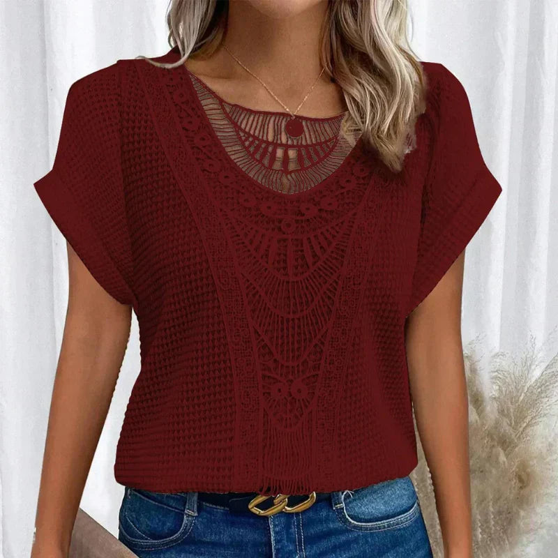 Kvinders Bluse med Blonde Detaljer 8