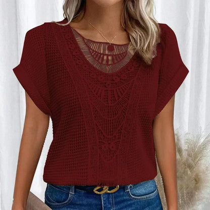Kvinders Bluse med Blonde Detaljer 8
