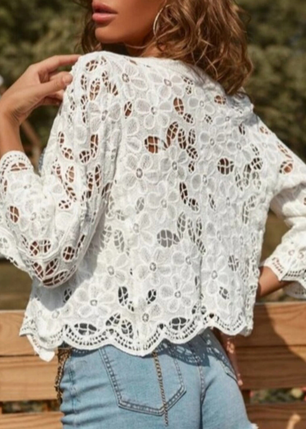 Kvinders Bluse med Button Down og Hollow Out Detaljer 4
