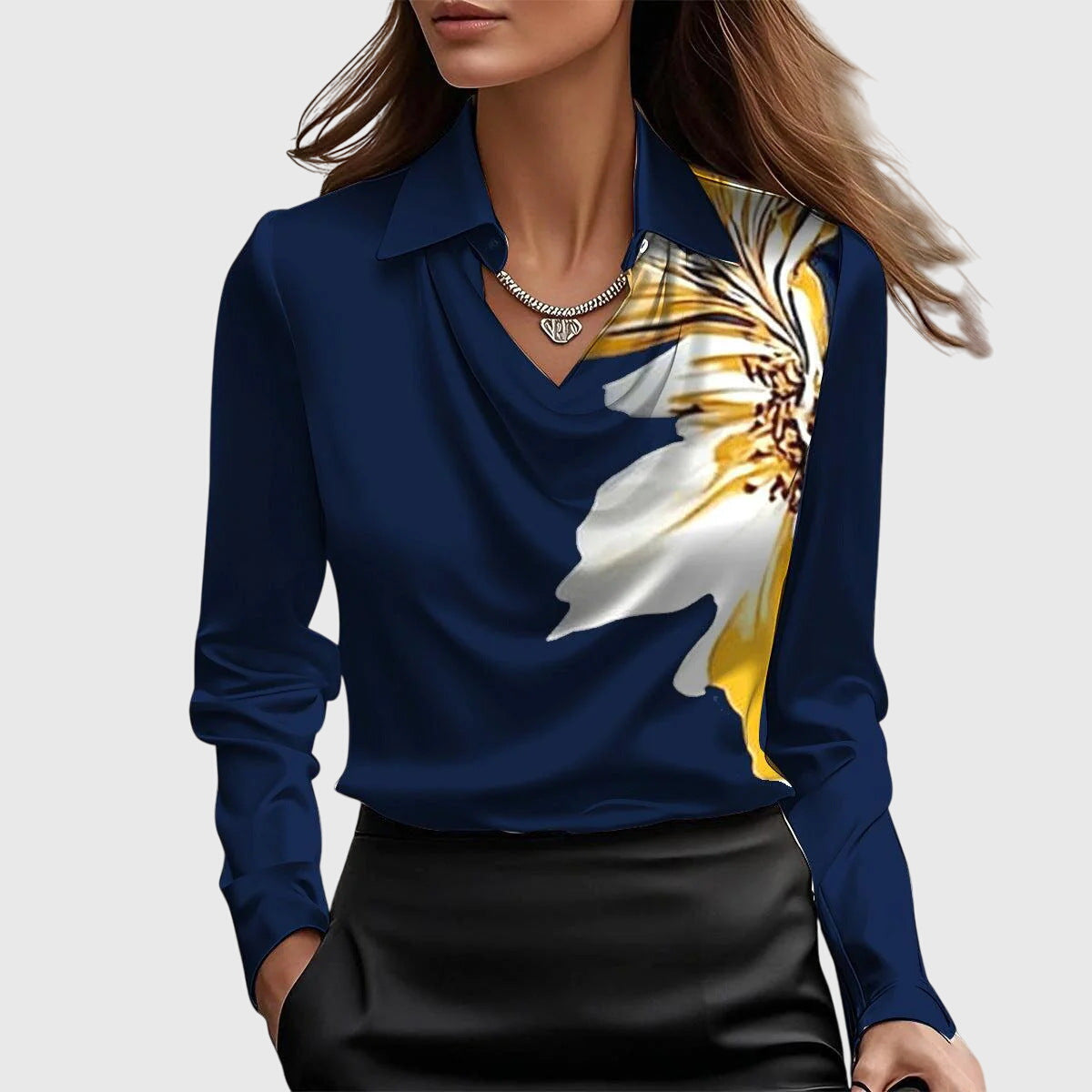 Kvinders Bluse med Drapering 7
