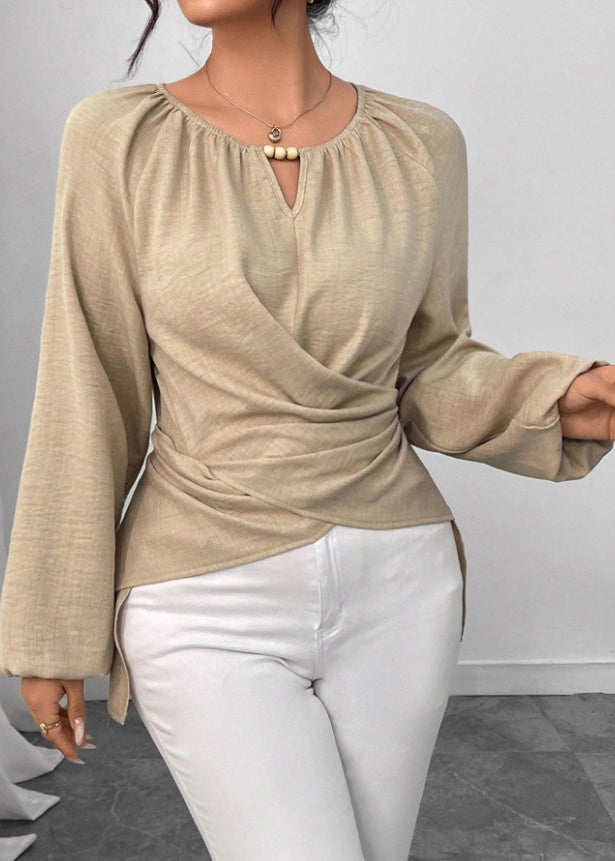 Kvinders Bluse med O-hals og Boheme Design 0