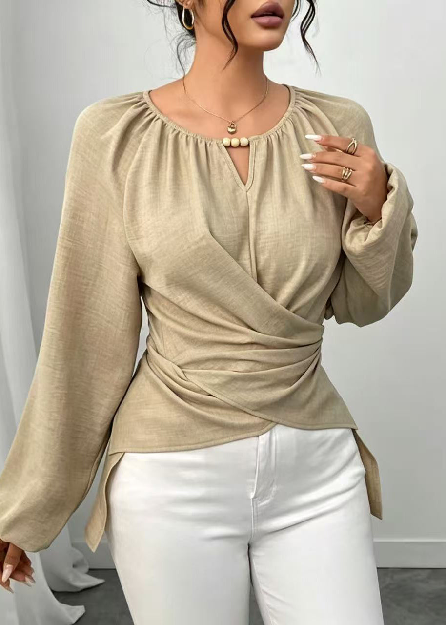 Kvinders Bluse med O-hals og Boheme Design 2