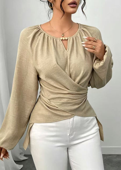 Kvinders Bluse med O-hals og Boheme Design 2