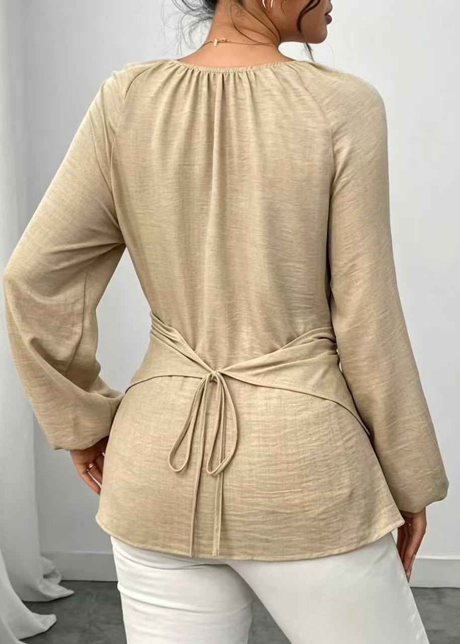 Kvinders Bluse med O-hals og Boheme Design 3