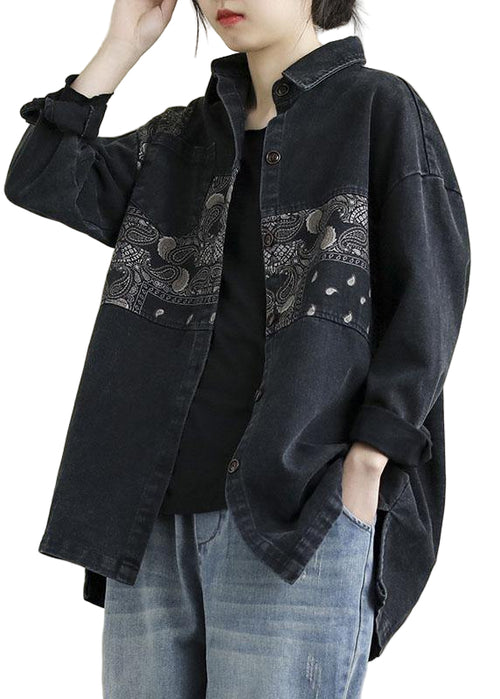 Kvinders Bluse med Patchwork-tryk 0