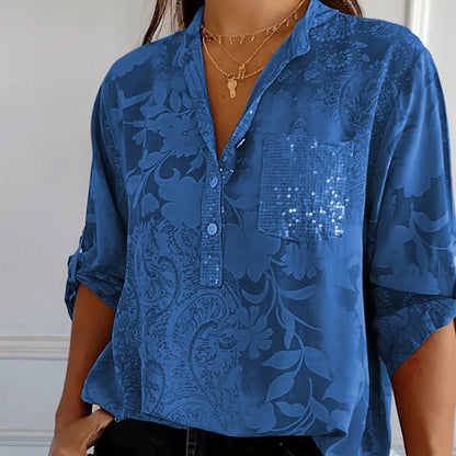 Kvinders Bluse med Print og Frontlomme 3
